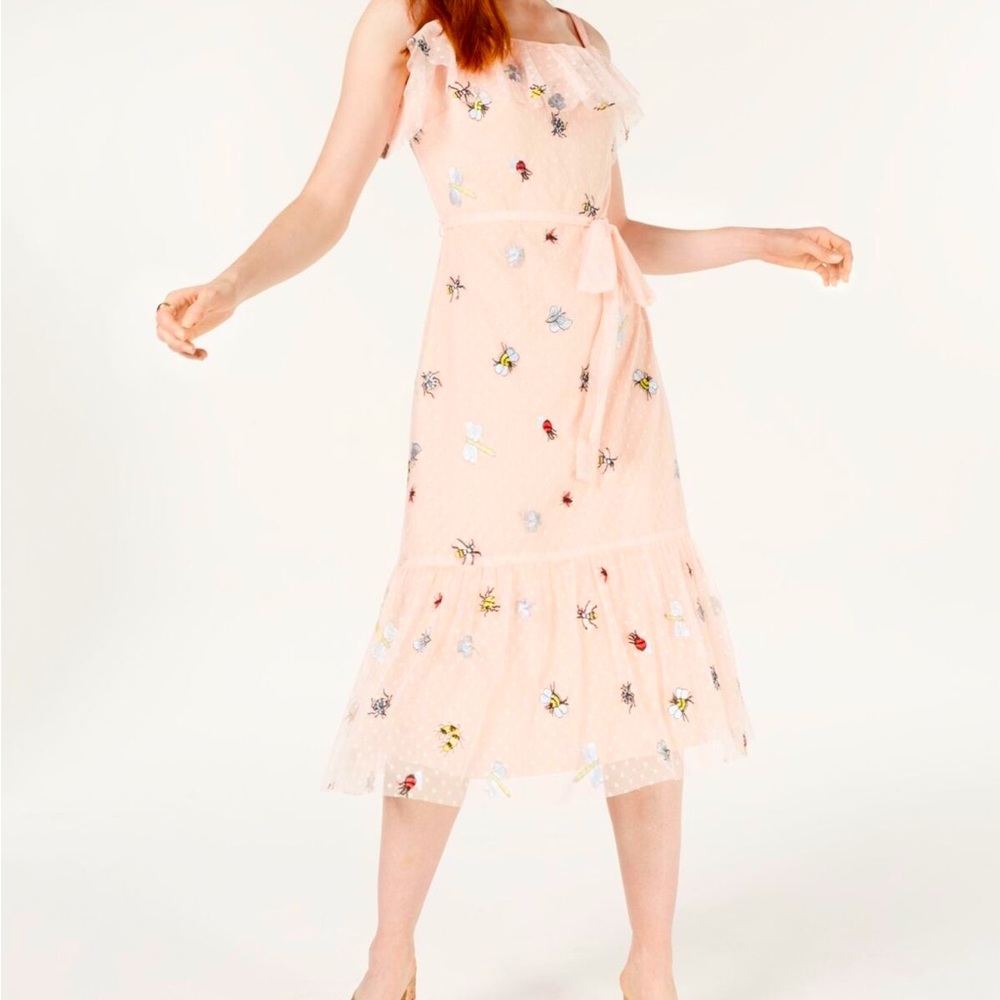 🐞Betsy Johnson Frilly Bugs Midi Ruffle Spring Summer Dress Size 6P NWT